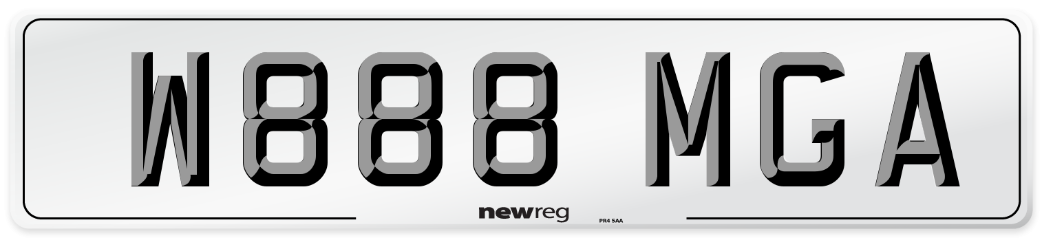 W888 MGA Number Plate from New Reg